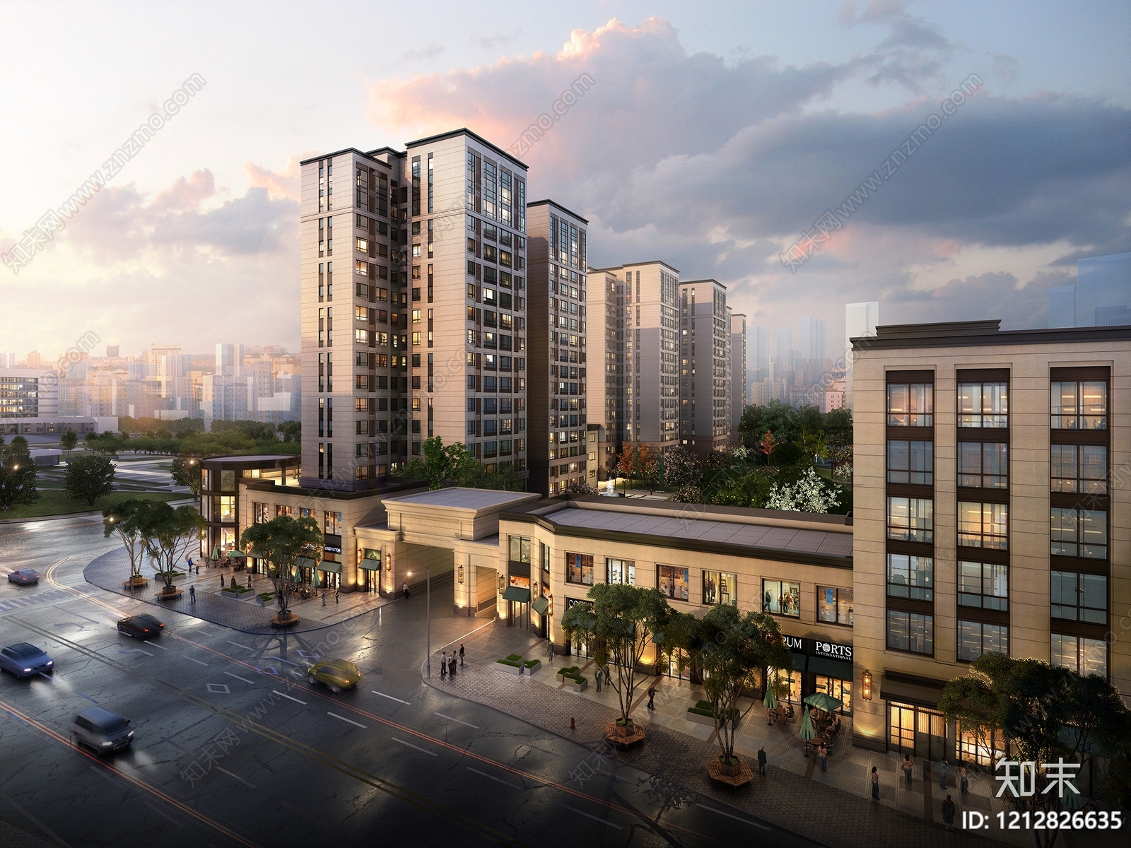 现代主义小高层住宅楼3D模型下载【ID:1212826635】