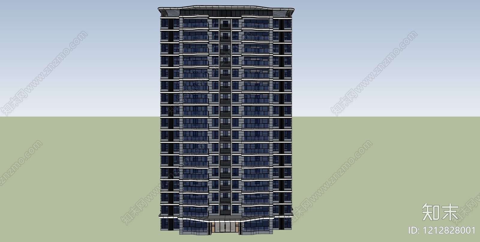 现代简约高层住宅SU模型下载【ID:1212828001】