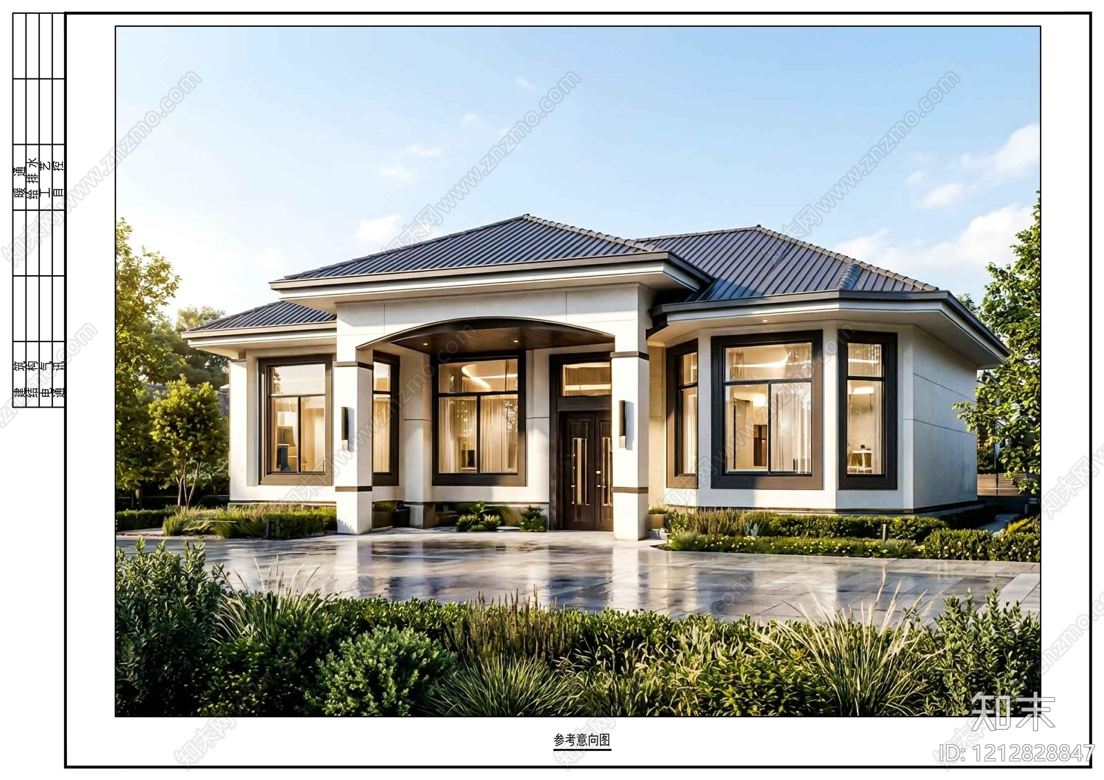 新中式别墅建筑施工图下载【ID:1212828847】