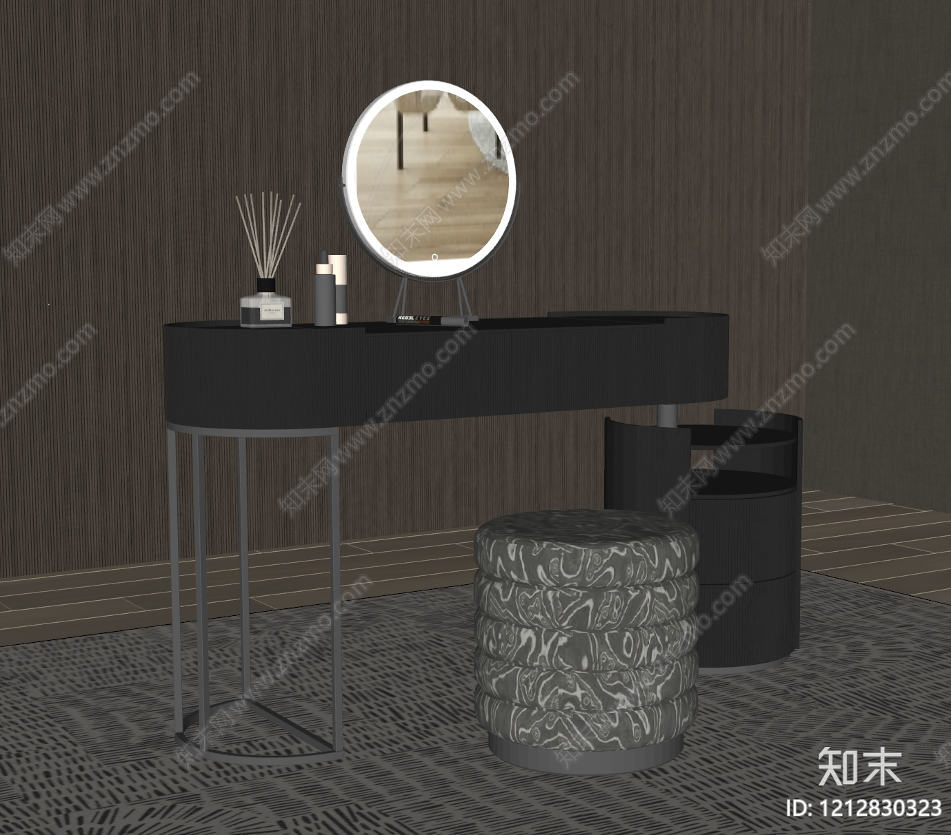 现代极简梳妆台SU模型下载【ID:1212830323】