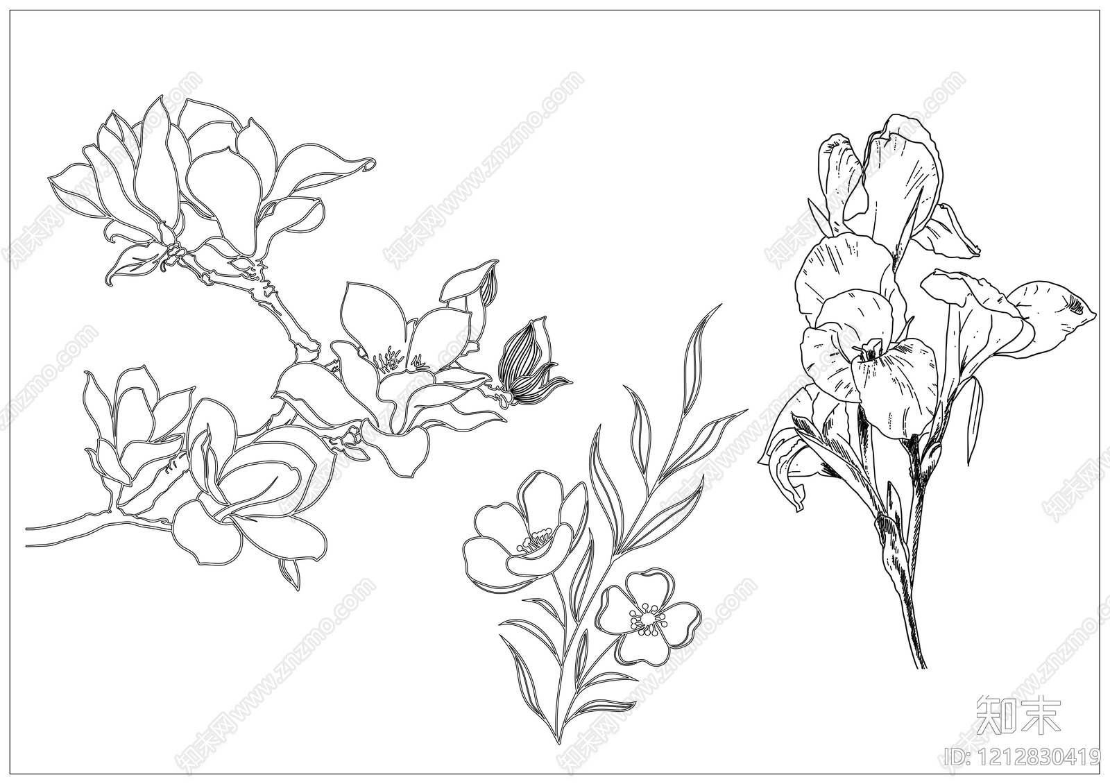 现代极简综合植物图库施工图下载【ID:1212830419】