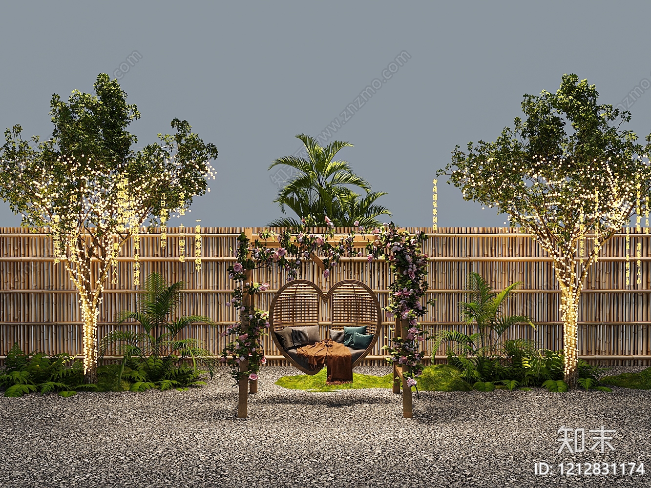 新中式景观景墙SU模型下载【ID:1212831174】