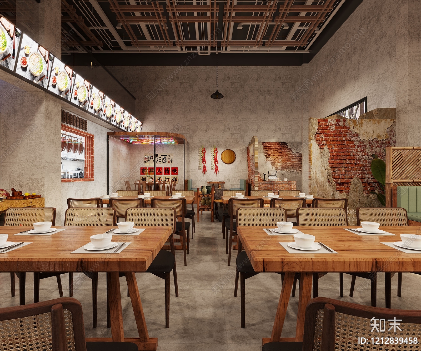 复古工业风中餐厅3D模型下载【ID:1212839458】