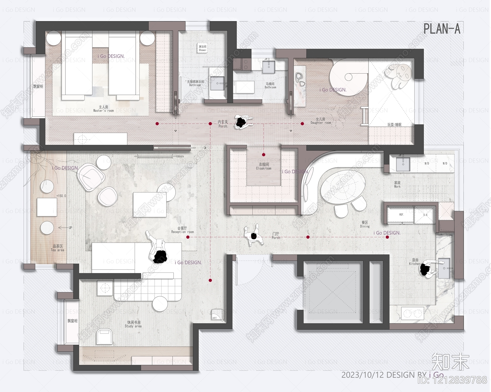 小户型平层施工图下载【ID:1212839788】