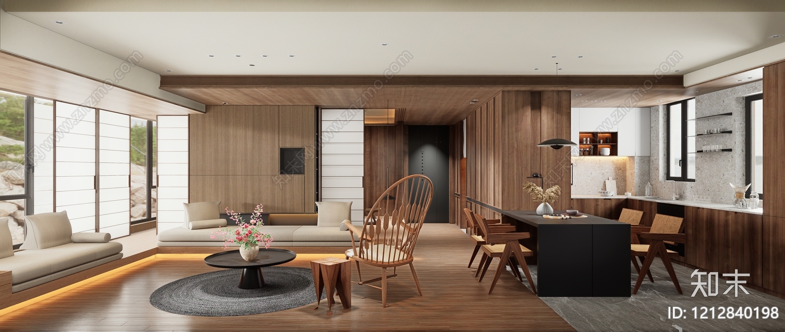 日式客餐厅SU模型下载【ID:1212840198】