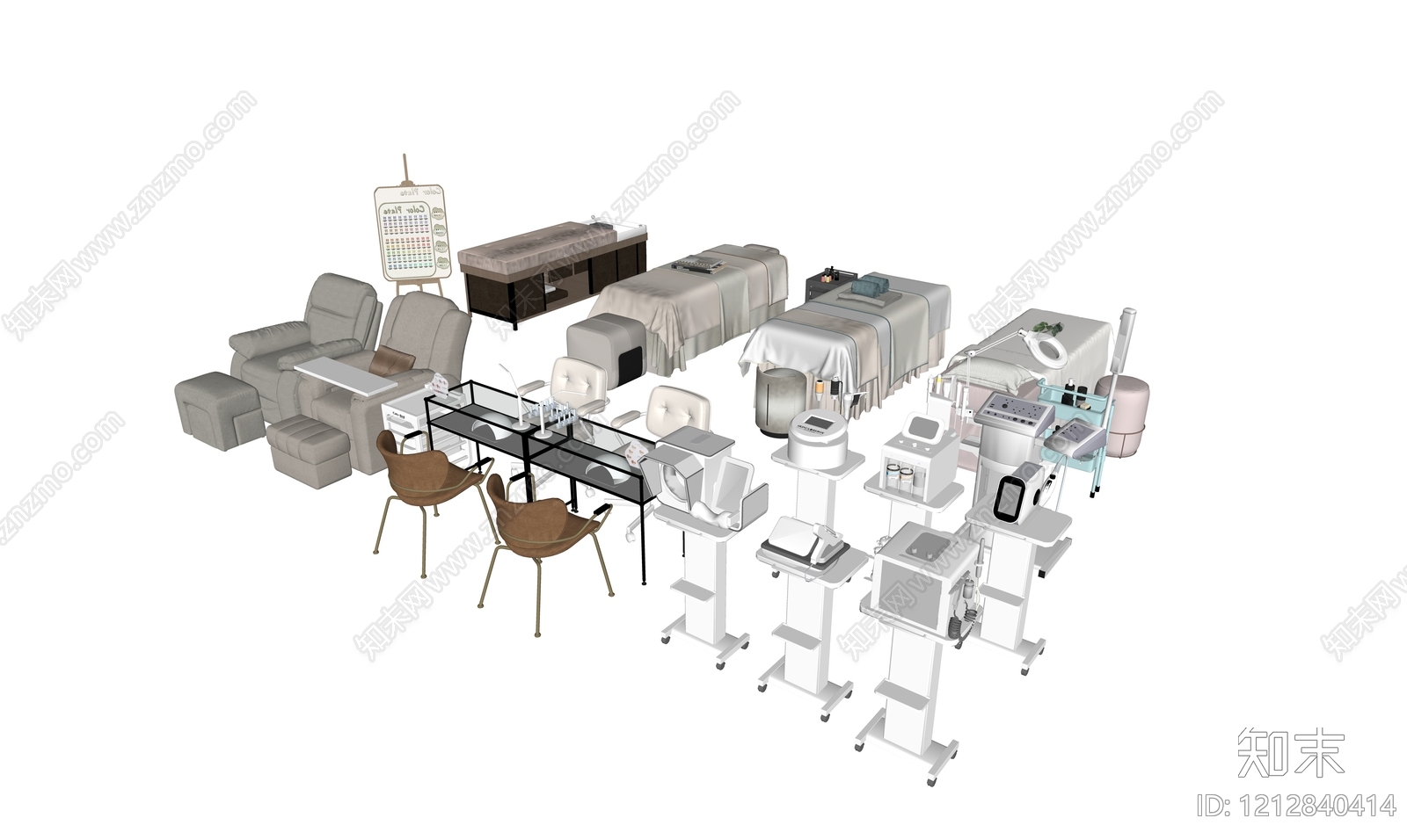 奶油风其他床具SU模型下载【ID:1212840414】