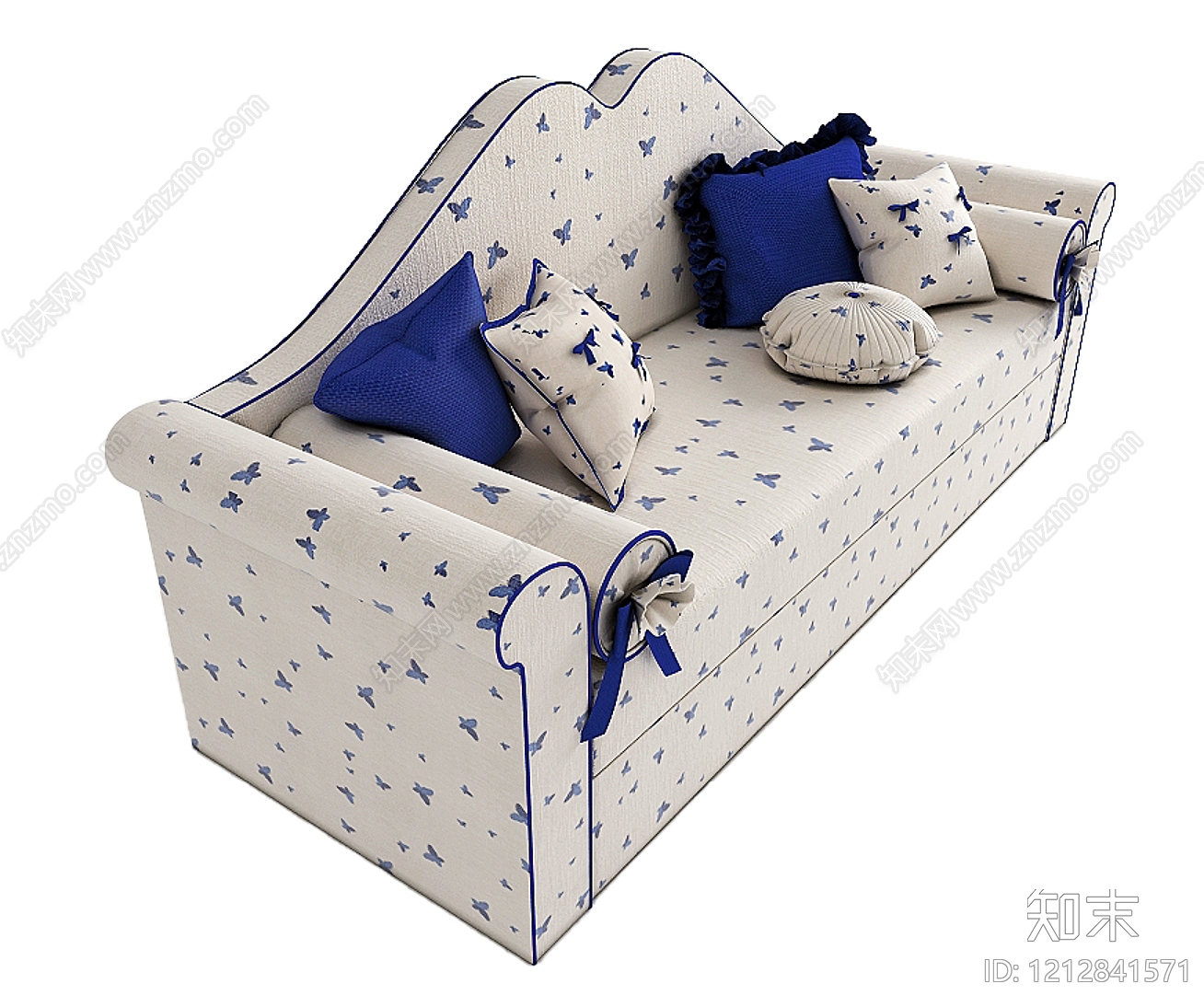 法式沙发床3D模型下载【ID:1212841571】