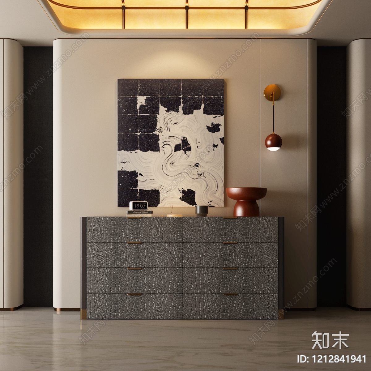 现代轻奢玄关3D模型下载【ID:1212841941】