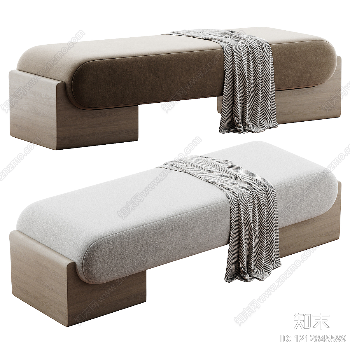 现代简约床尾凳3D模型下载【ID:1212845599】