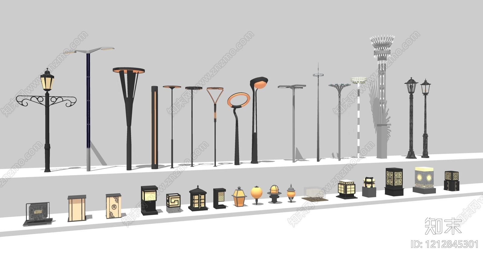 现代简约景观灯SU模型下载【ID:1212845301】