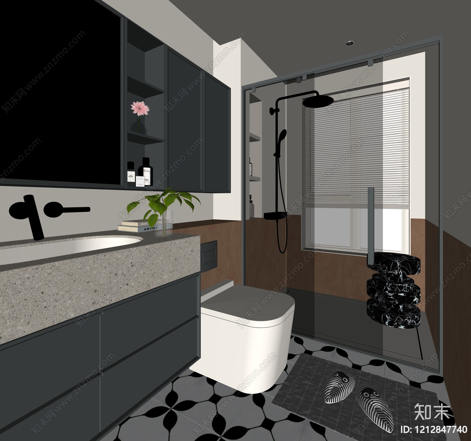 现代简约卫生间SU模型下载【ID:1212847740】
