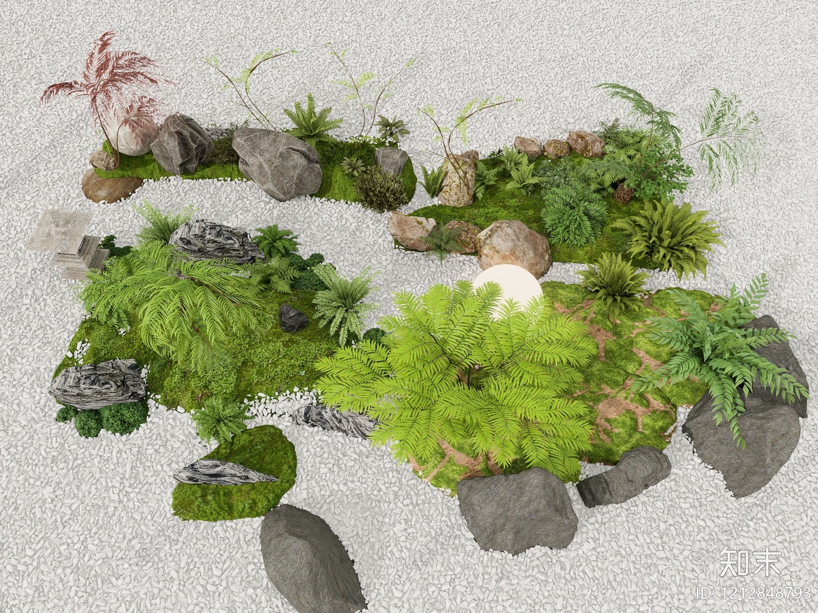 日式枯山水景观石SU模型下载【ID:1212848793】