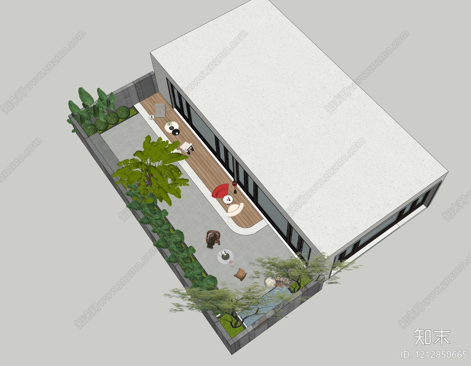 现代简约屋顶花园SU模型下载【ID:1212850665】