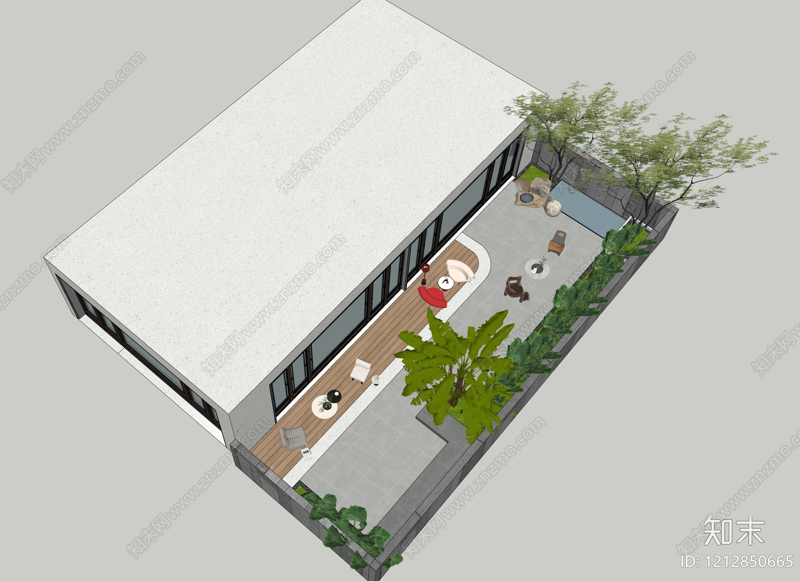 现代简约屋顶花园SU模型下载【ID:1212850665】