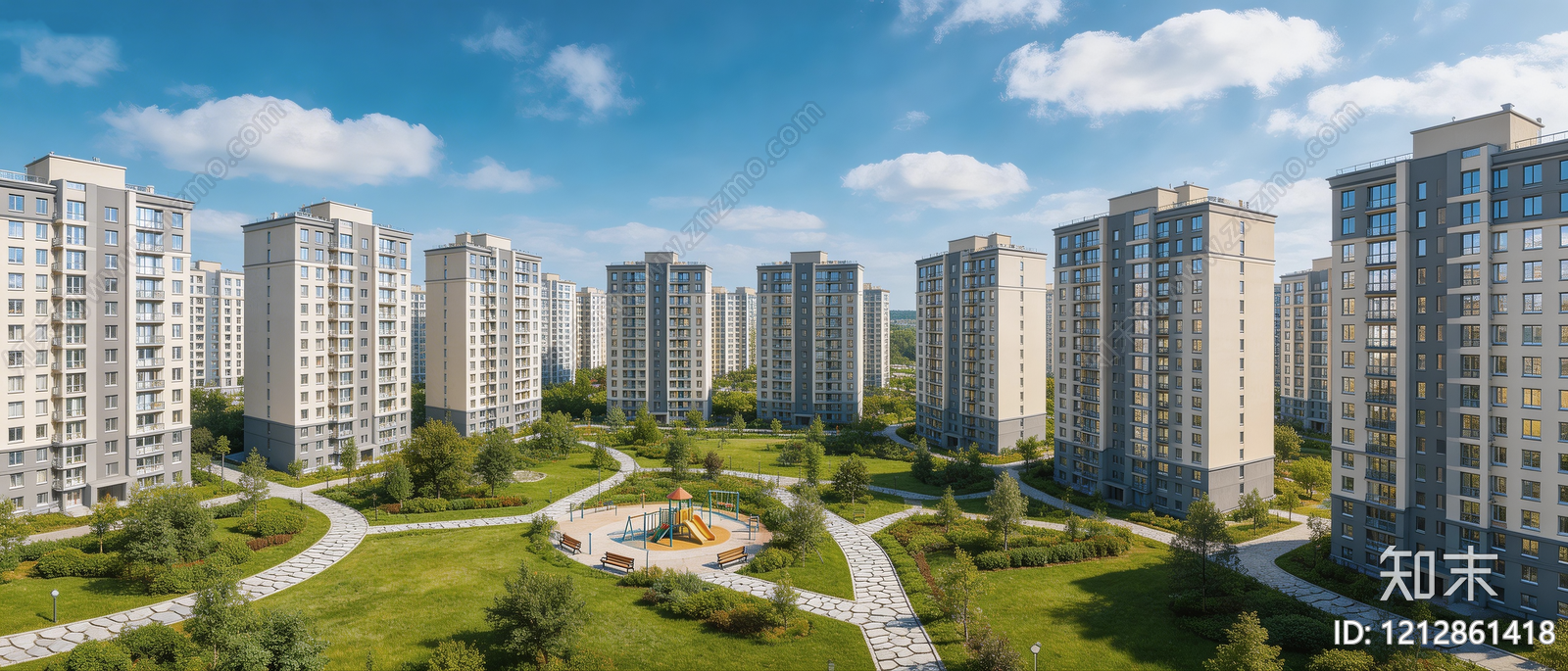 现代小区HDR贴图下载【ID:1212861418】