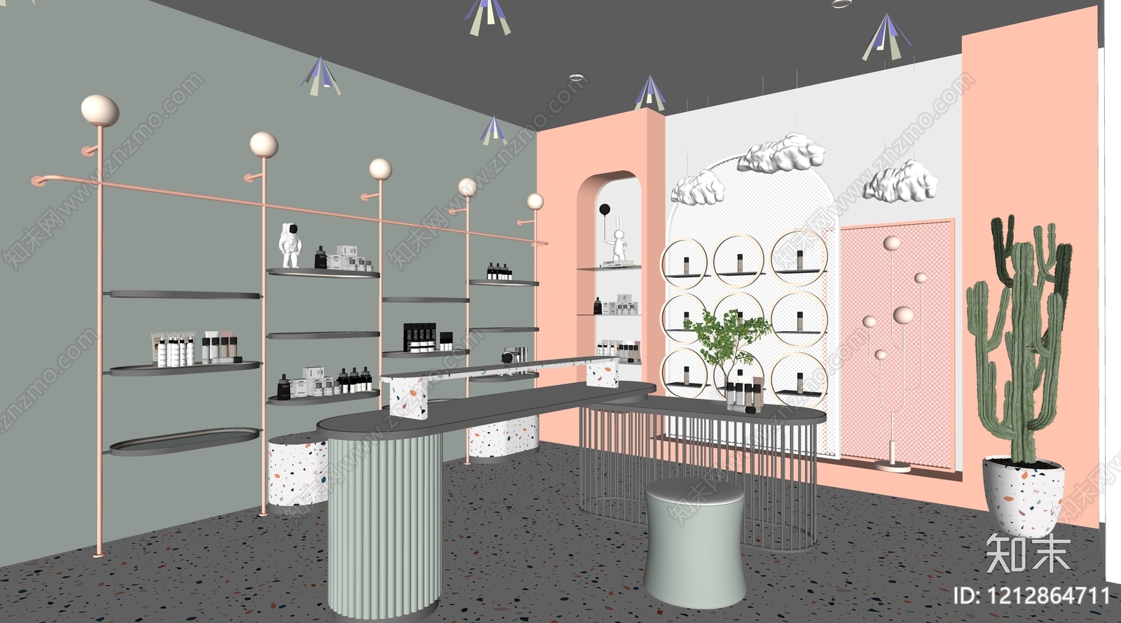 现代简约美甲店SU模型下载【ID:1212864711】