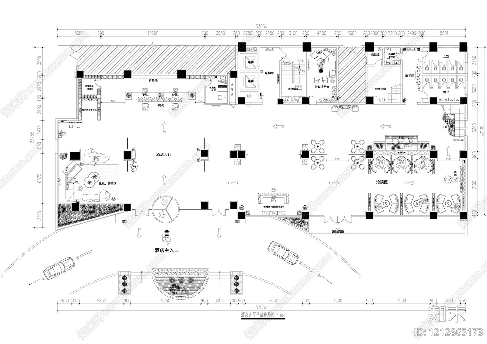酒店大堂施工图下载【ID:1212865173】