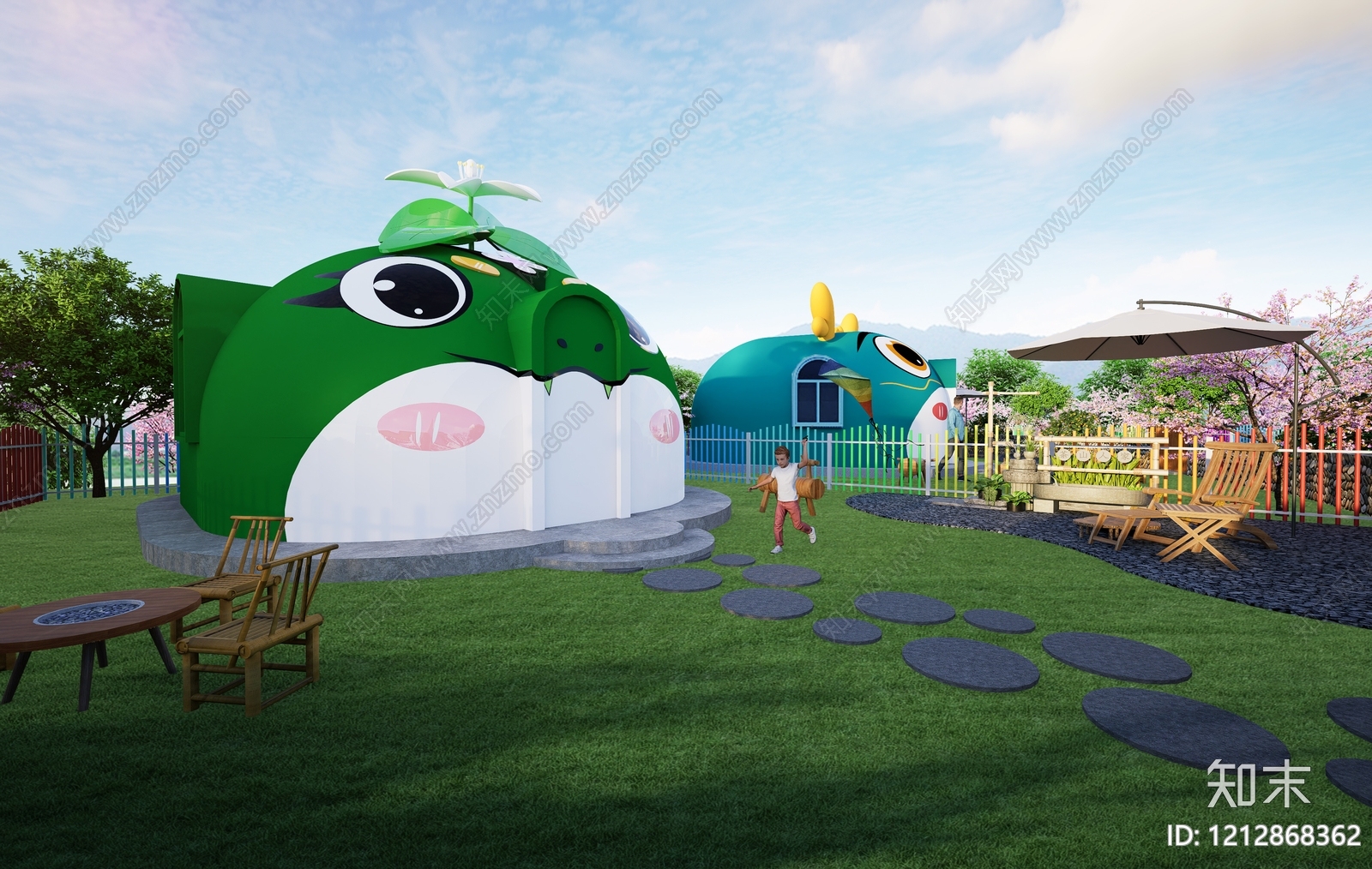 卡通主题景观艺术风格建筑3D模型下载【ID:1212868362】