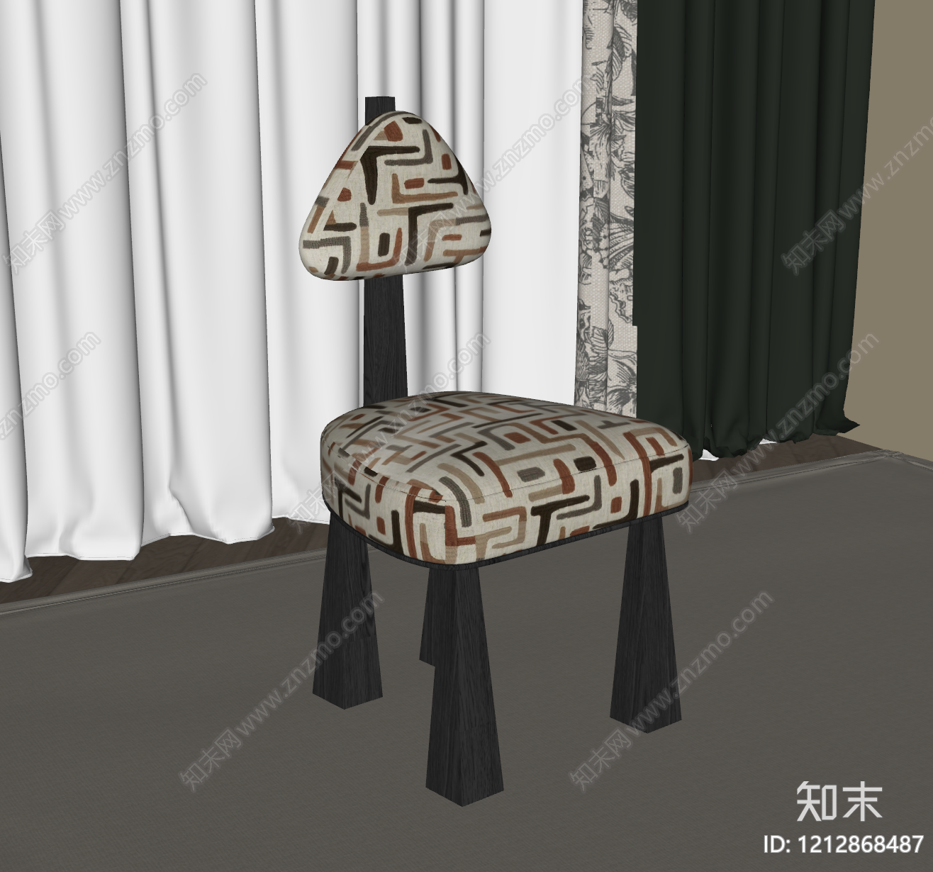 中古风休闲椅SU模型下载【ID:1212868487】