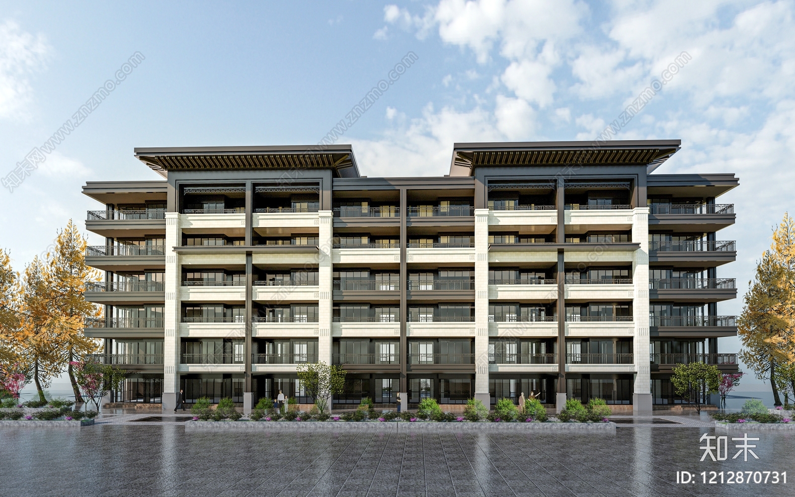 新中式多层住宅SU模型下载【ID:1212870731】