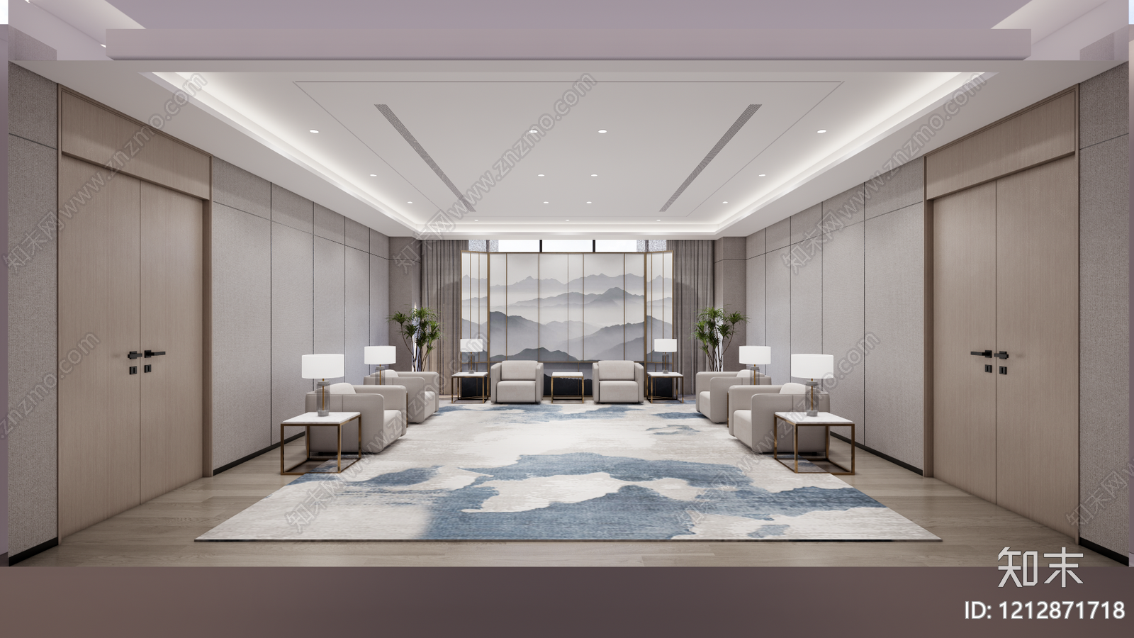 新中式接待室SU模型下载【ID:1212871718】