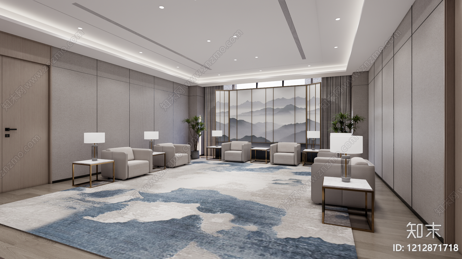 新中式接待室SU模型下载【ID:1212871718】