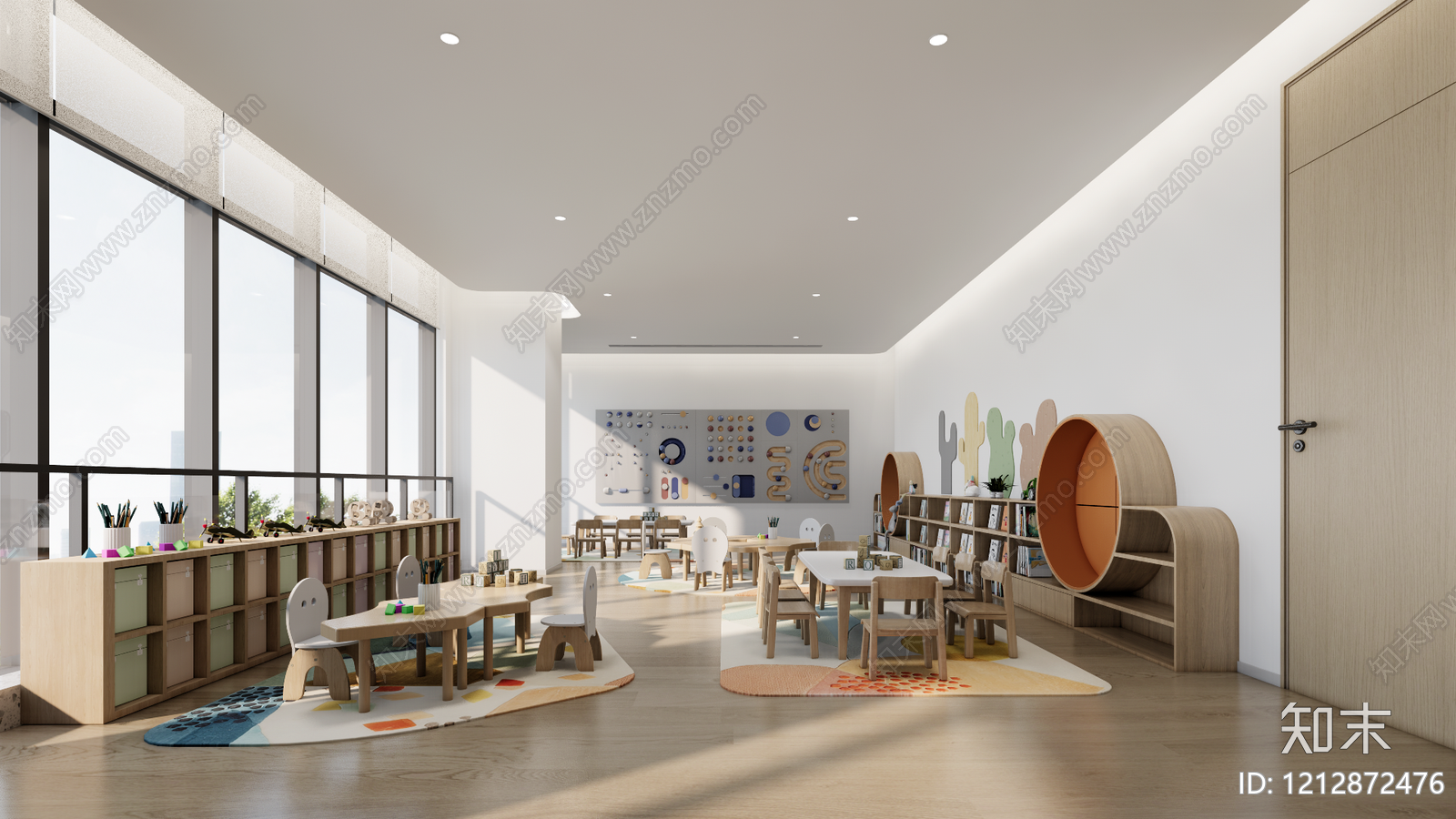 原木奶油风幼儿园内部SU模型下载【ID:1212872476】