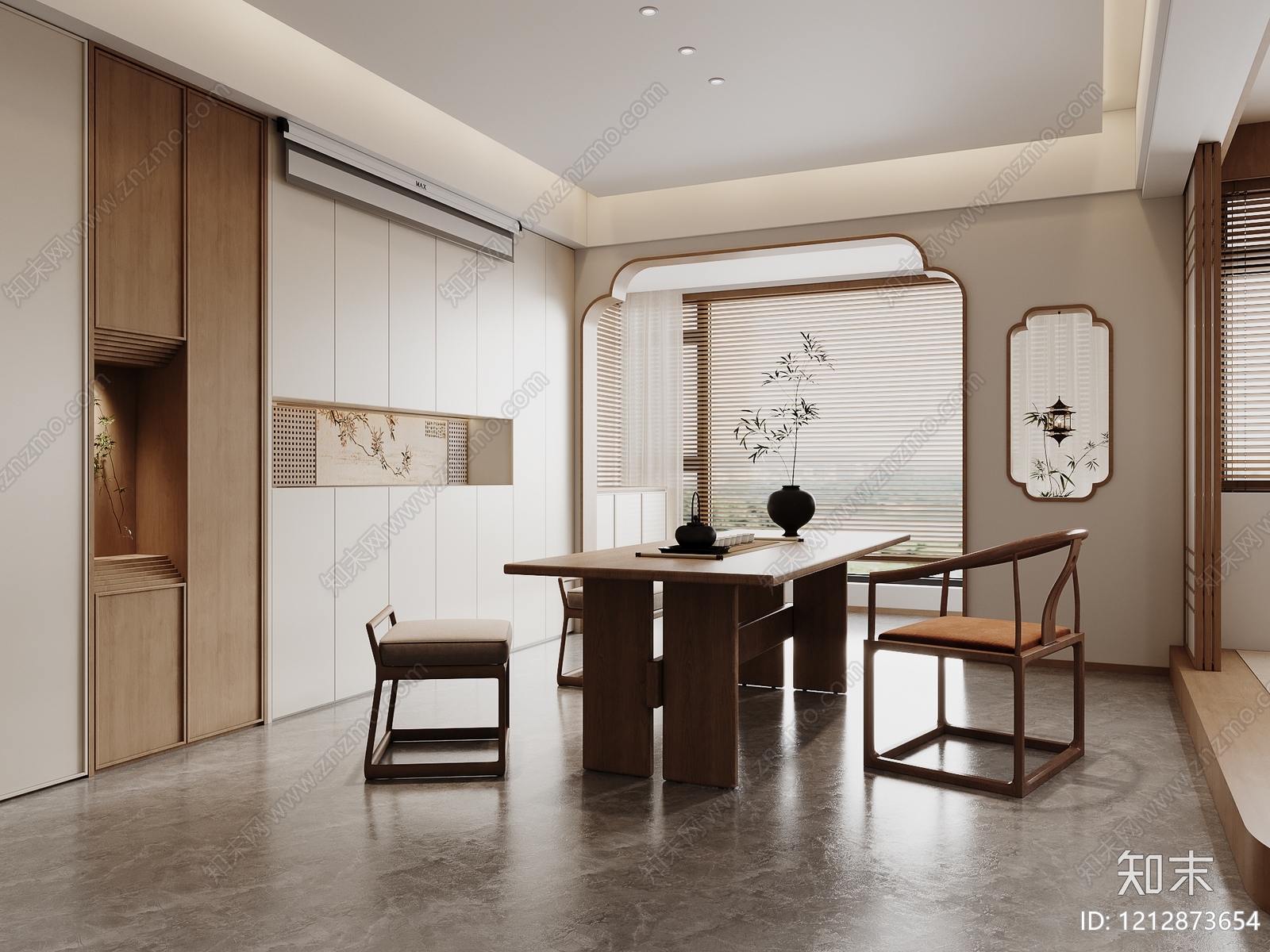 新中式家居餐厅SU模型下载【ID:1212873654】