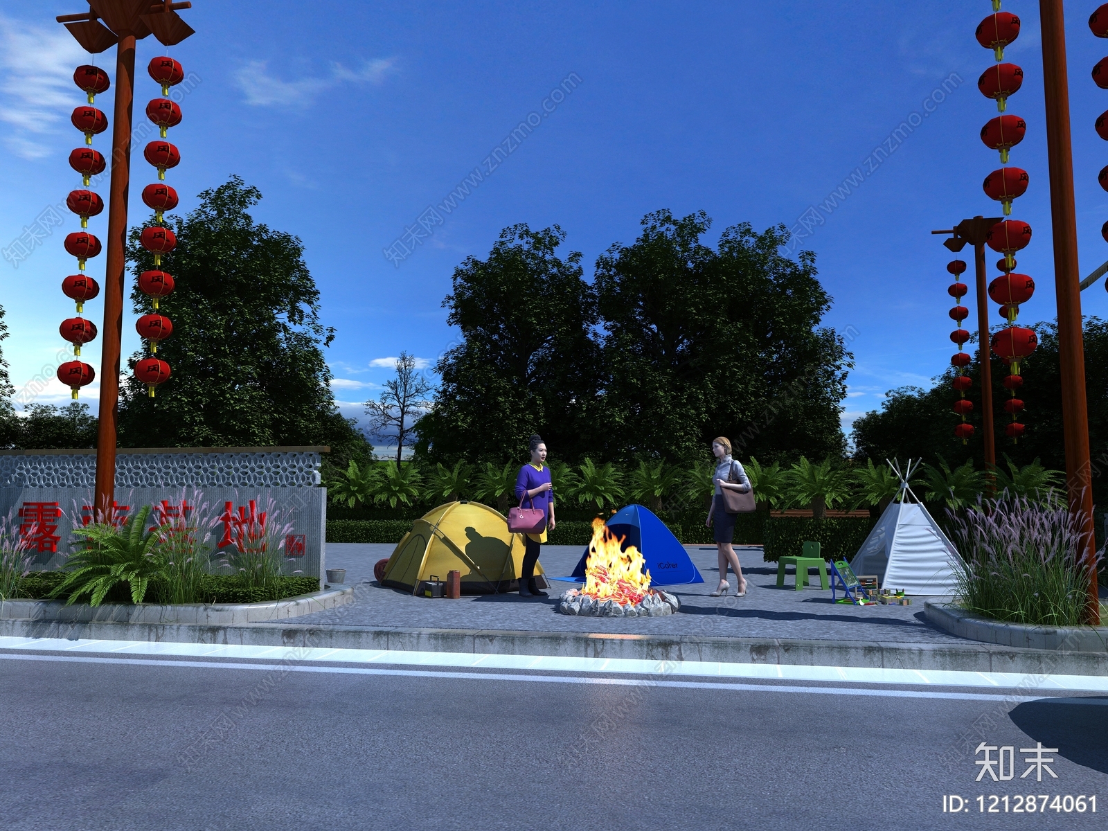 新中式景观房车营地3D模型下载【ID:1212874061】