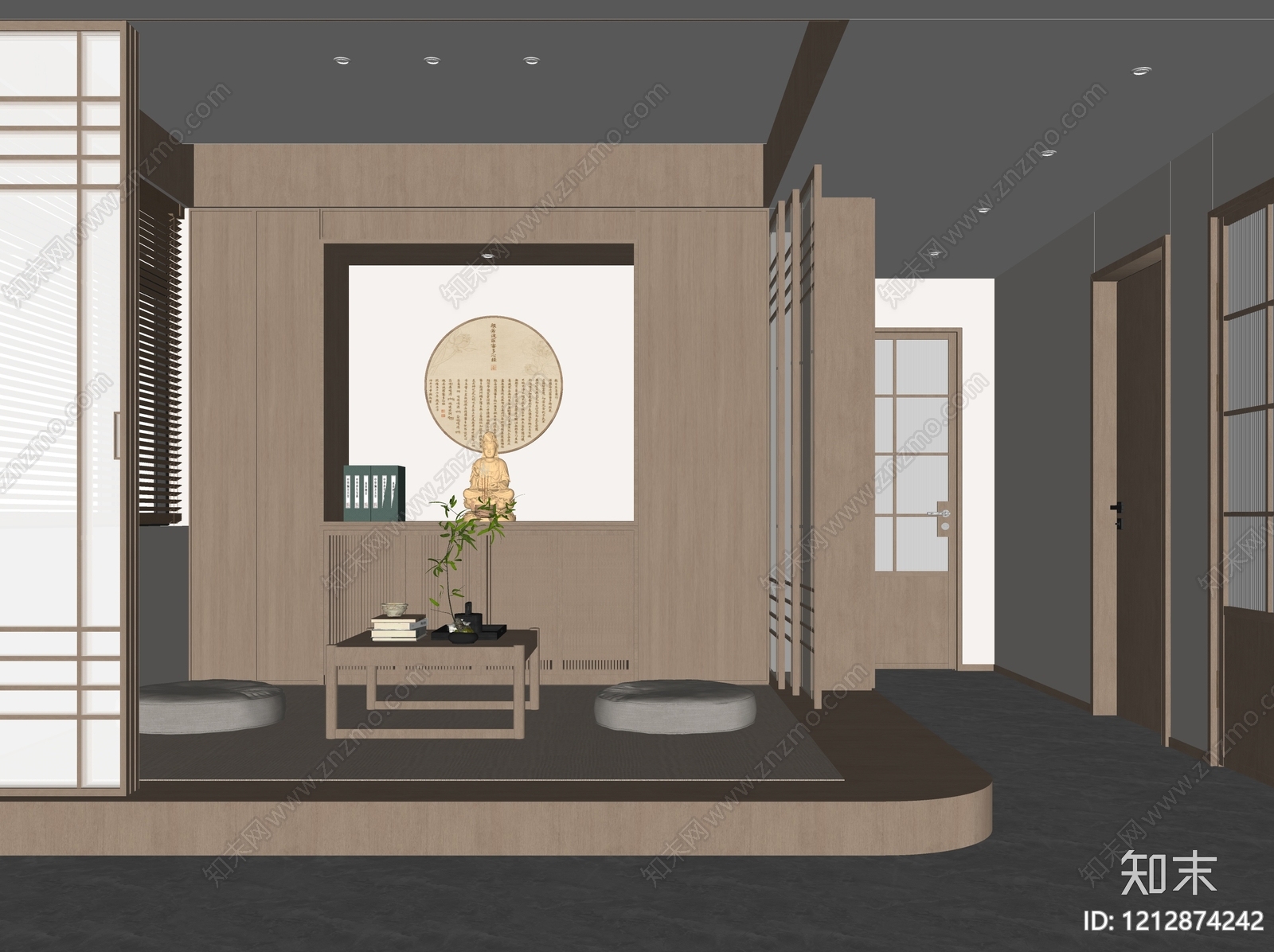 日式佛堂SU模型下载【ID:1212874242】