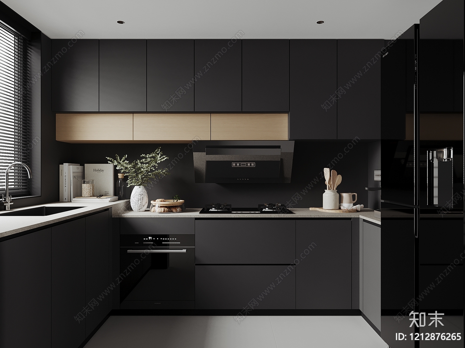 极简封闭式厨房3D模型下载【ID:1212876265】