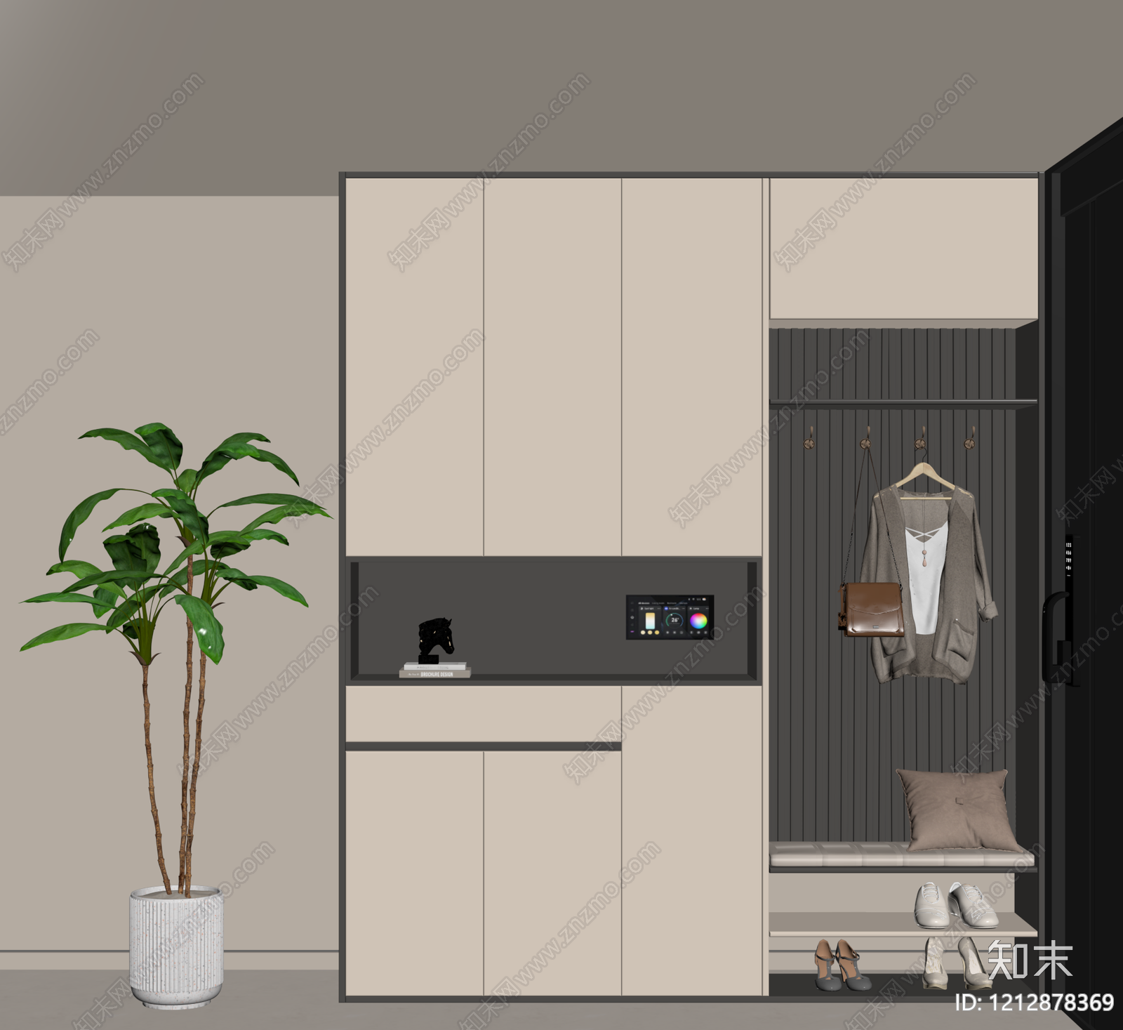 现代简约鞋柜SU模型下载【ID:1212878369】