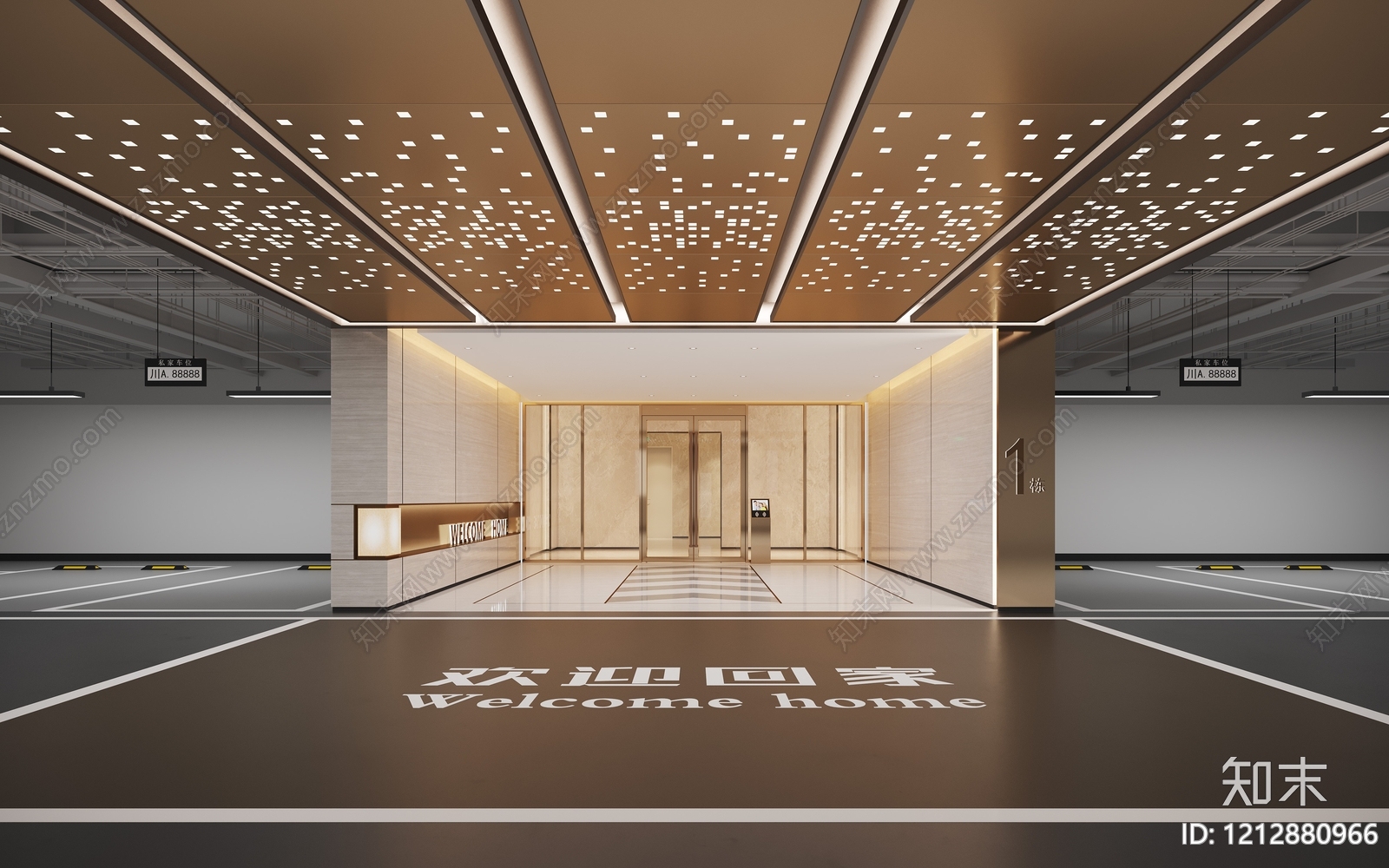 现代简约室内停车场3D模型下载【ID:1212880966】