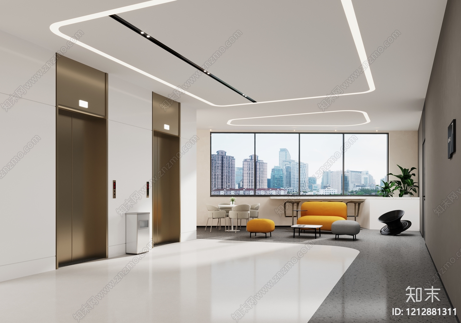 现代简约休息区3D模型下载【ID:1212881311】