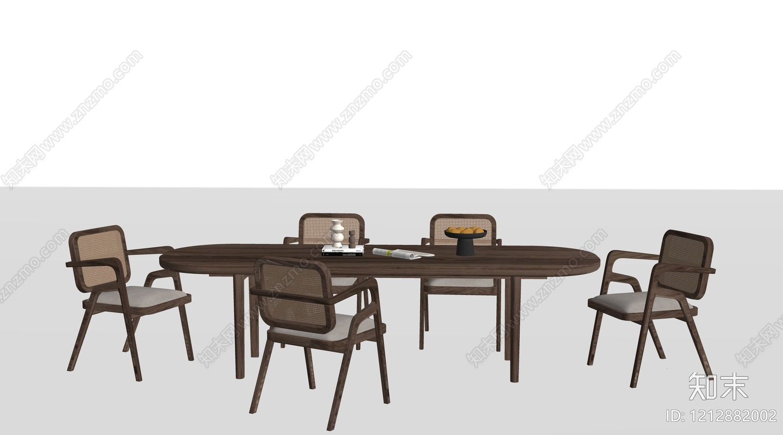 新中式餐桌椅SU模型下载【ID:1212882002】