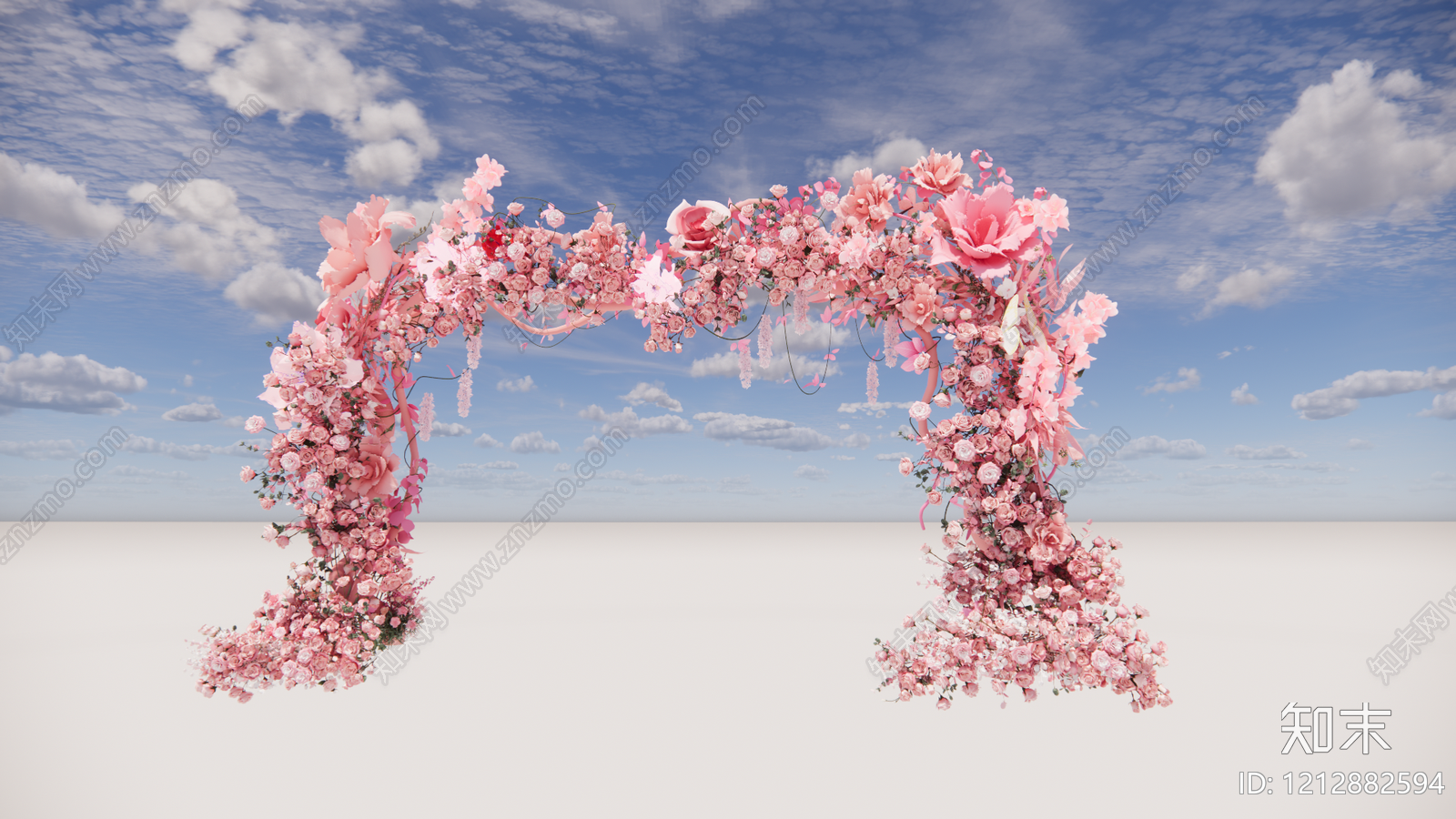 浪漫花艺风活动门头SU模型下载【ID:1212882594】