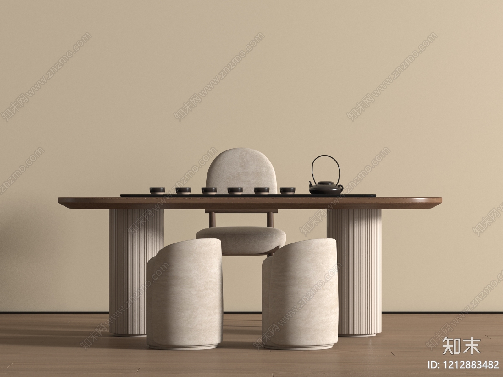 新中式茶桌椅3D模型下载【ID:1212883482】
