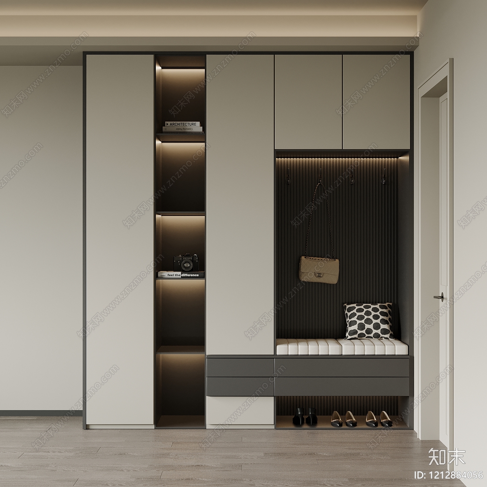 极简鞋柜3D模型下载【ID:1212884056】