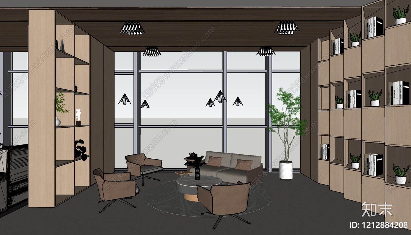 原木风接待室SU模型下载【ID:1212884208】