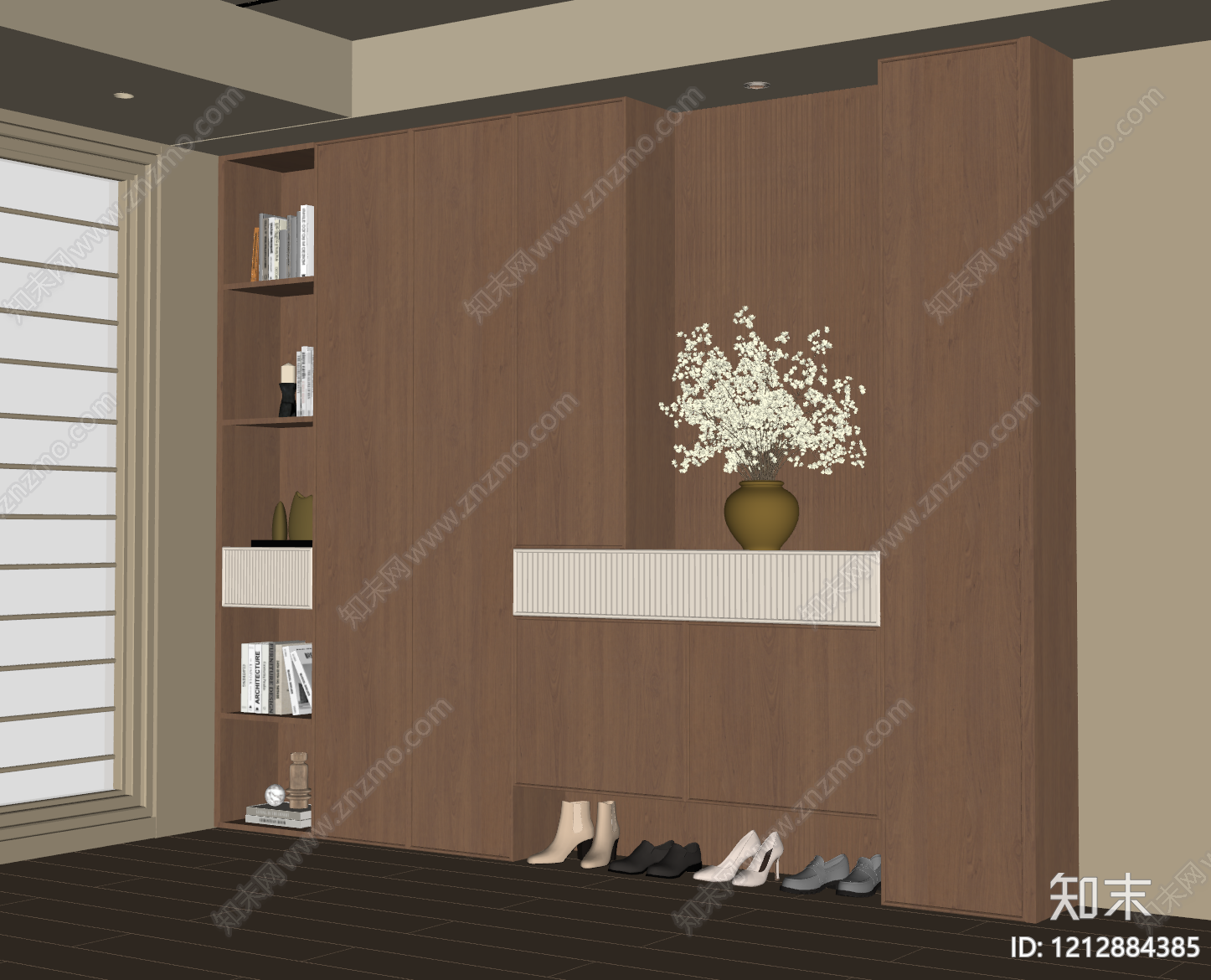 原木风玄关柜SU模型下载【ID:1212884385】