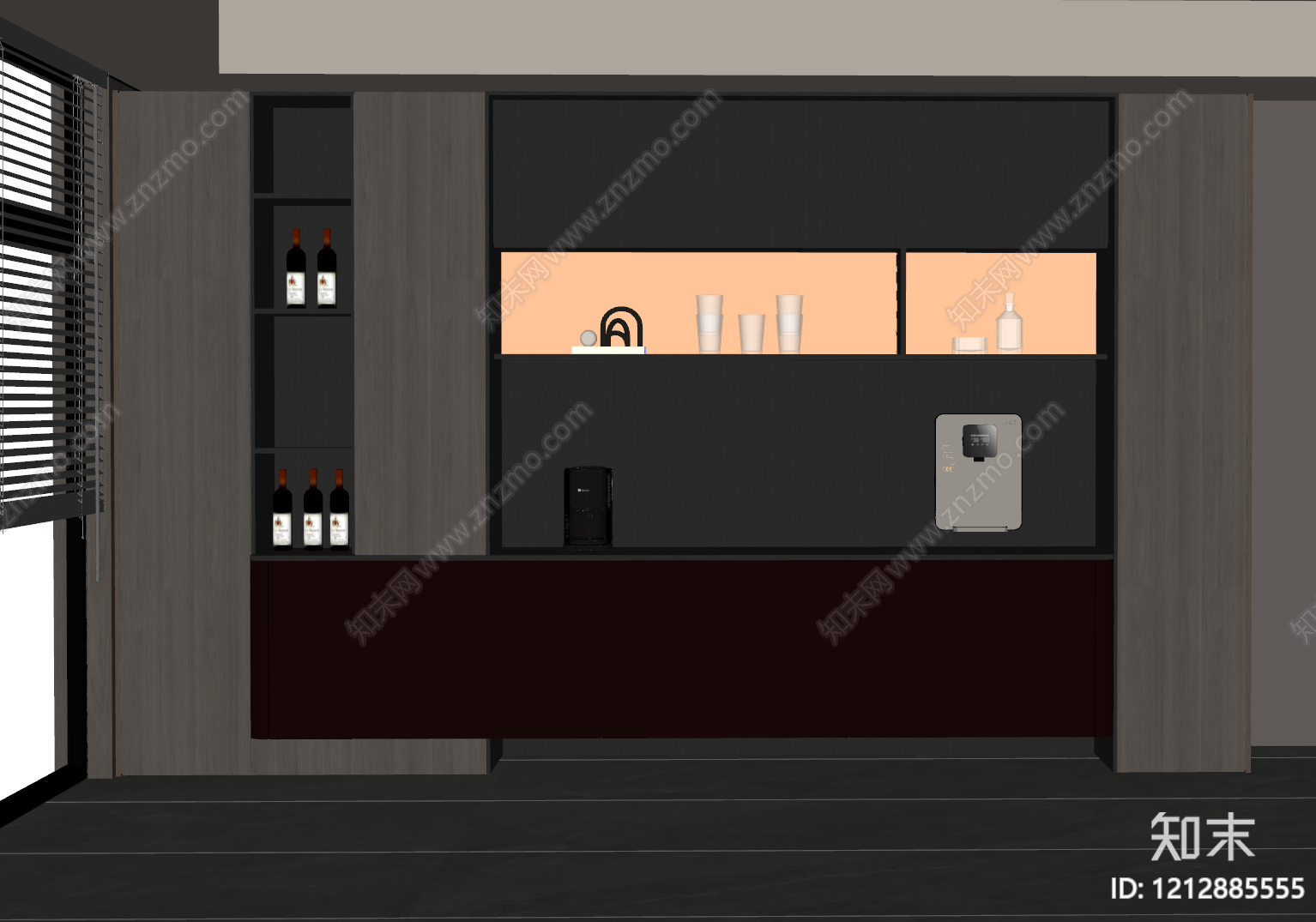 极简酒柜SU模型下载【ID:1212885555】