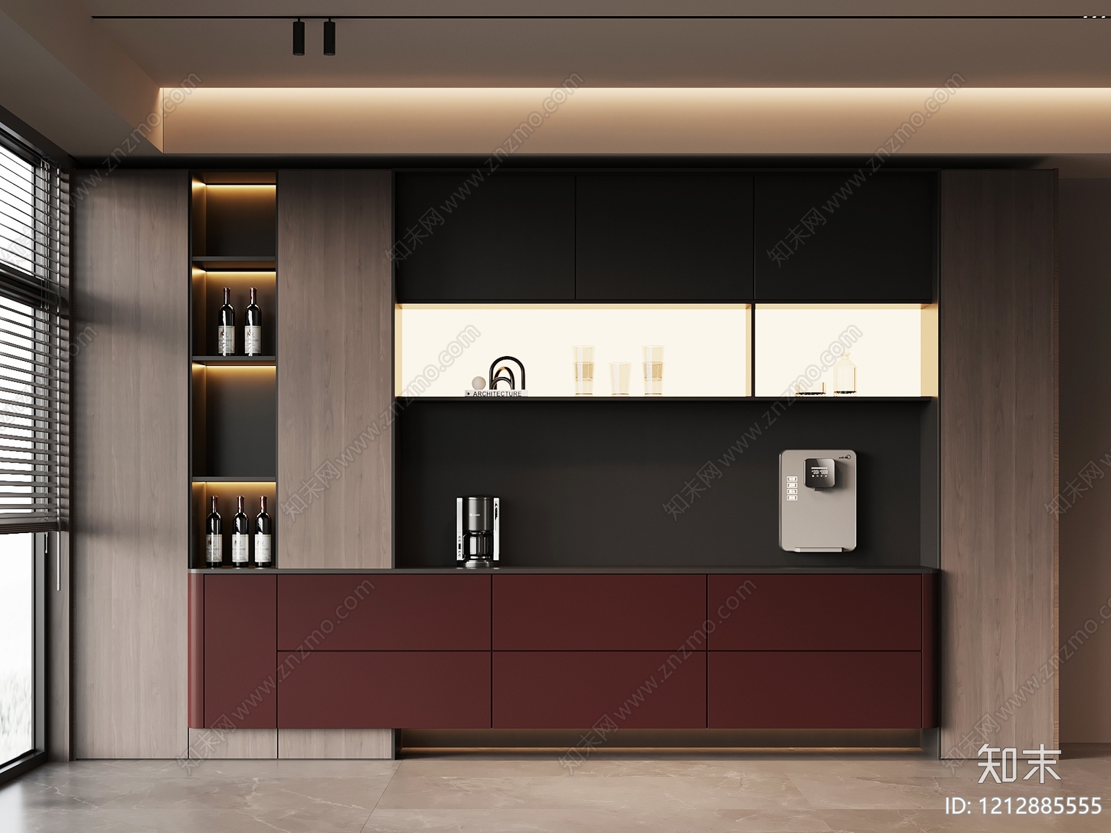 极简酒柜SU模型下载【ID:1212885555】
