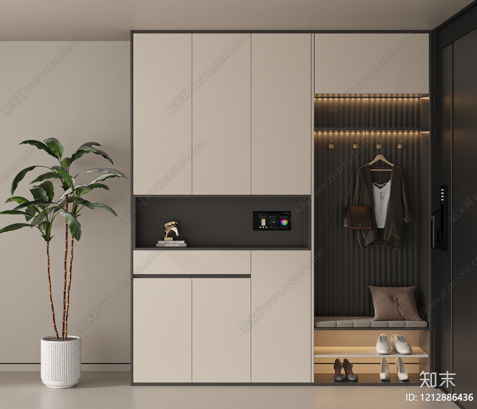 现代简约鞋柜3D模型下载【ID:1212886436】