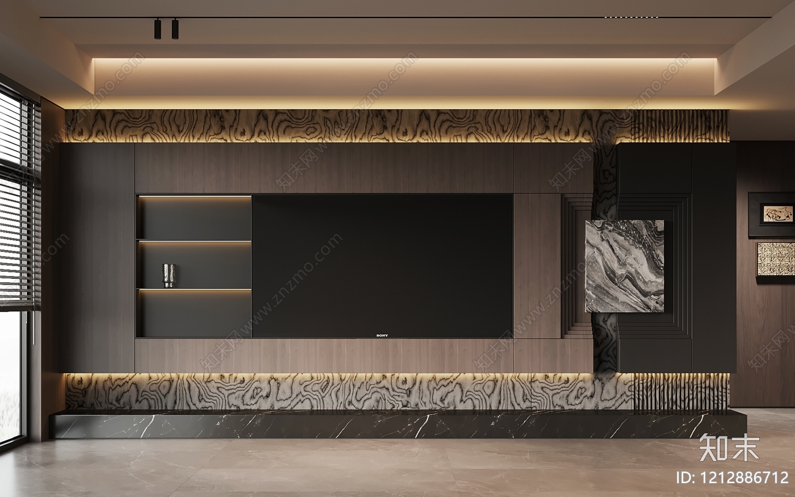现代极简电视背景墙3D模型下载【ID:1212886712】