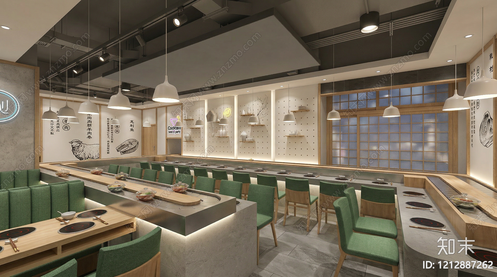 日式火锅店SU模型下载【ID:1212887262】