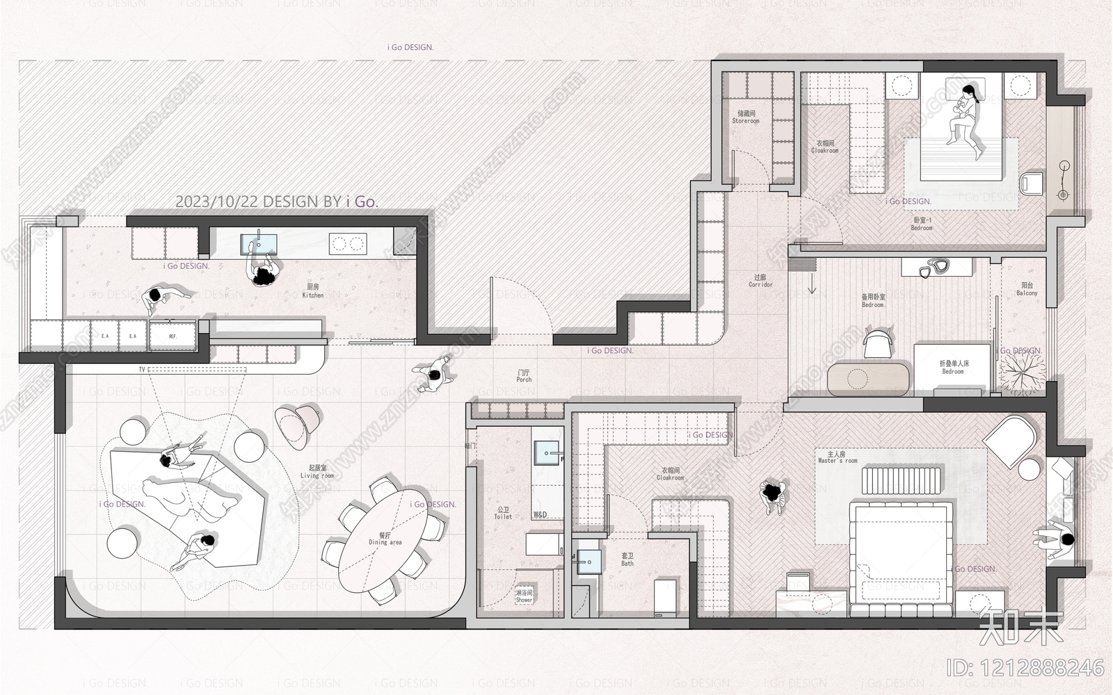 小户型平层施工图下载【ID:1212888246】