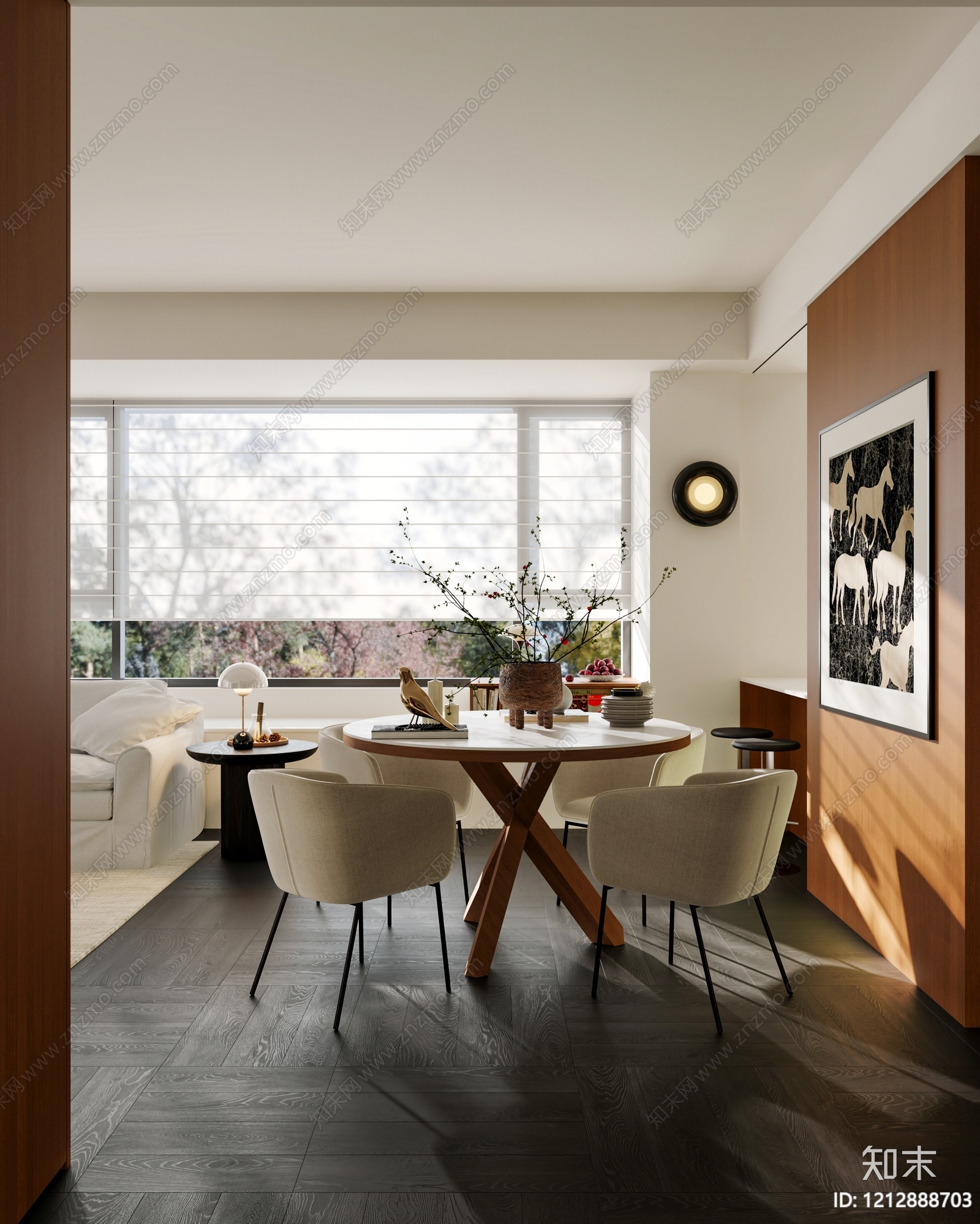 现代简约别墅客餐厅3D模型下载【ID:1212888703】