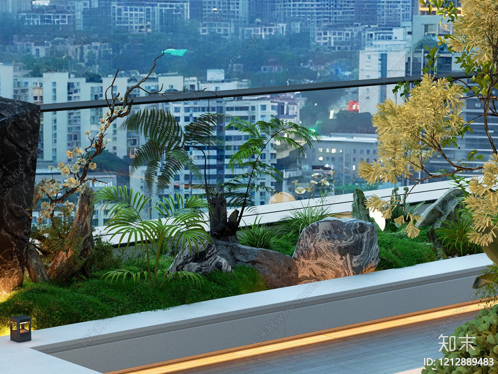 新中式景观植物堆3D模型下载【ID:1212889483】