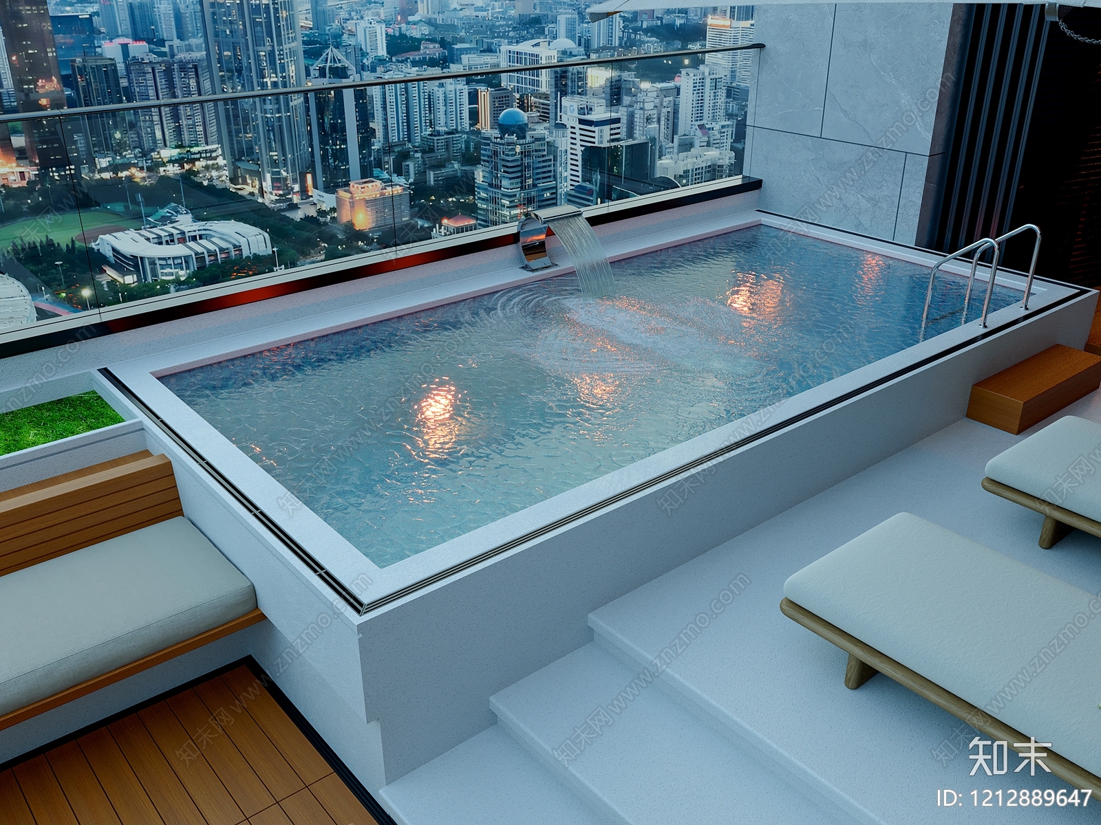 现代简约泳池SU模型下载【ID:1212889647】