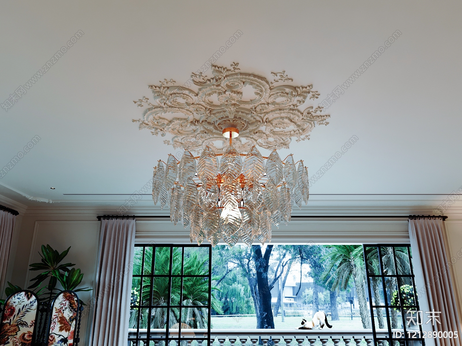 法式轻奢水晶吊灯3D模型下载【ID:1212890005】